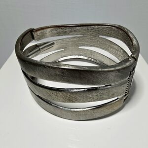 Silver Tone Multi-Band Cuff Bracelet - Women's Accessories